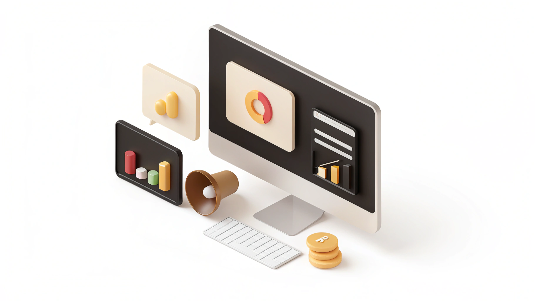 3D composition on the topic of Paid Media